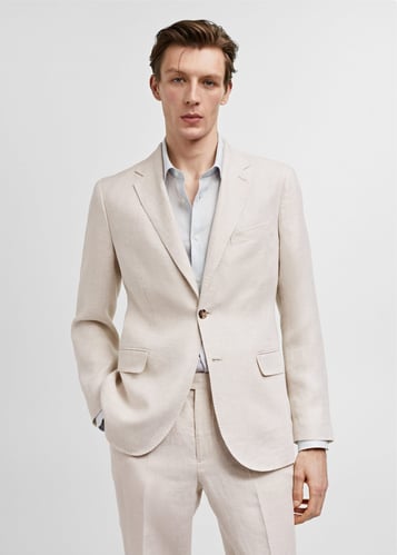 100% linen slim-fit suit blazer
