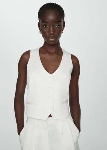 Linen button vest