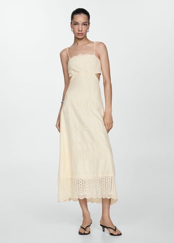 Embroidered dress with side slits