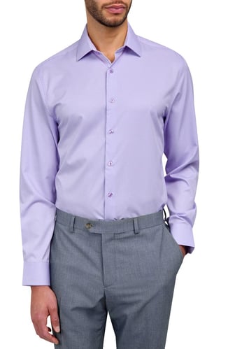Broken Stripe Print Slim Fit Performance Dress Shirt