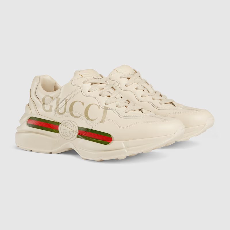 WOMEN'S RHYTON GUCCI LOGO LEATHER SNEAKER