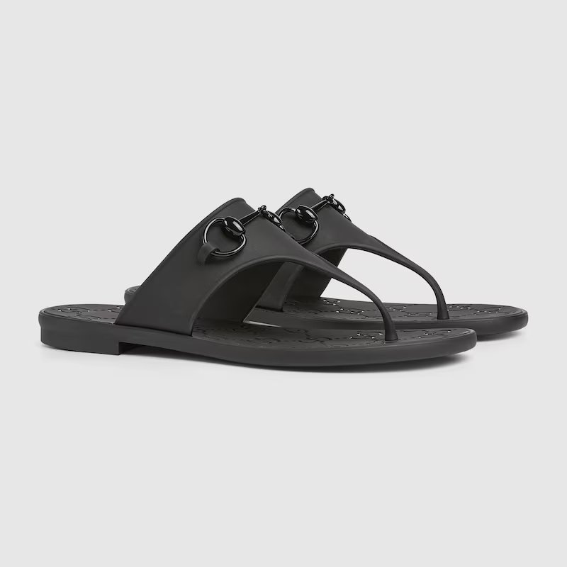 WOMEN'S THONG SANDAL WITH HORSEBIT Black