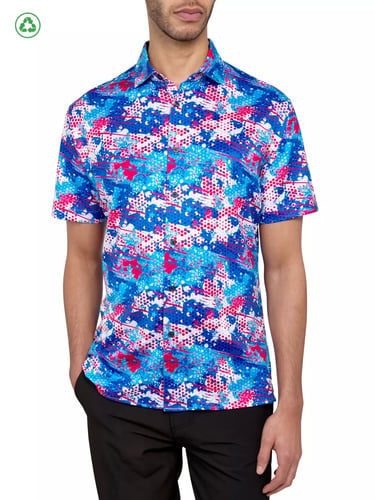 Americana Flag Splatter Front Button Shirt