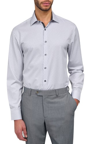 Geometric Print Slim Fit Performance Dress Shirt