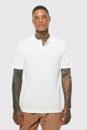 MINI LIGHTWEIGHT STRIPED TEXTURE KNITTED POLO