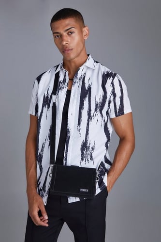 SHORT SLEEVE SLUB LARGE SCALE AZTEC SHIRT