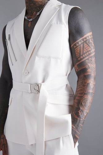 SINGLE BREASTED SLEEVELESS SUIT JACKET