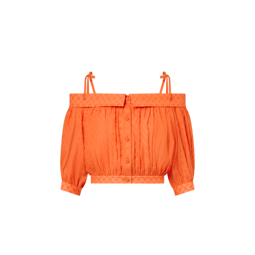 Monogram Fil Coupé Off-The-Shoulder Blouse