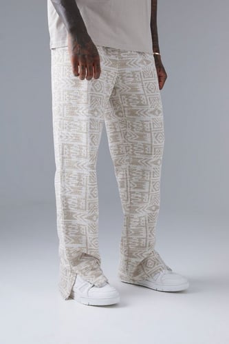 REGULAR FIT JACQUARD AZTEC SPLIT HEM SWEATPANTS