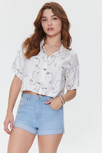 Curvy Rolled Cuff Denim Shorts