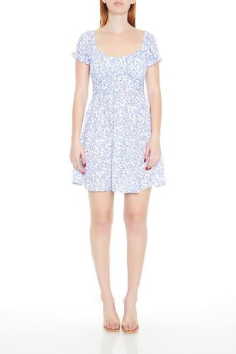 Ditsy Floral Tie-Back Mini Dress
