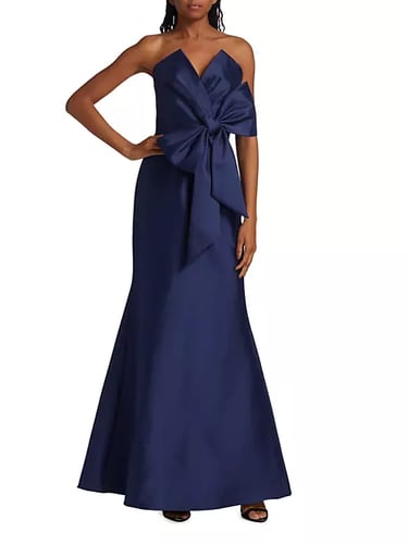 Badgley Mischka Strapless Bow Gown