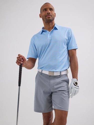 MEN'S GOLF SERIES PLAID POLO SHIRT IN LITTLE BOY BLUE