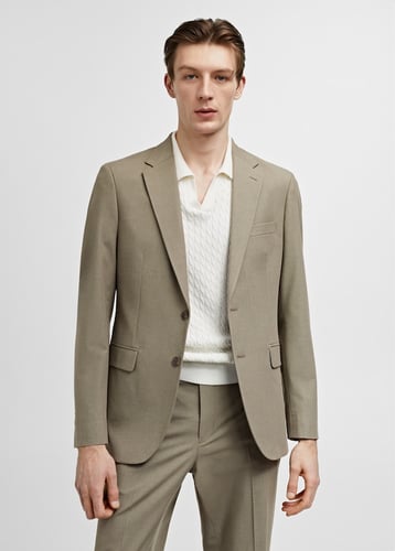 Stretch fabric slim-fit suit jacket