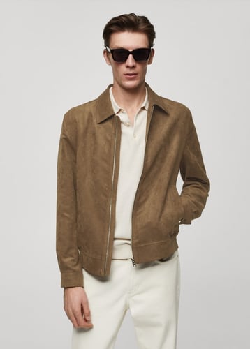 Suede-effect jacket with zip