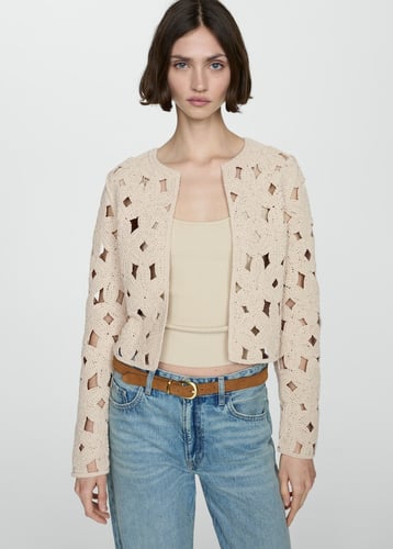 Crochet jacket with openwork details