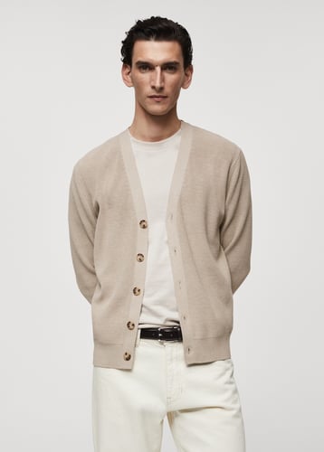 Buttoned ribbed cardigan