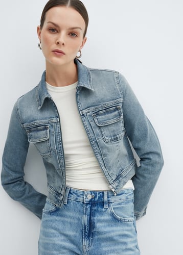 Denim crop zip jacket