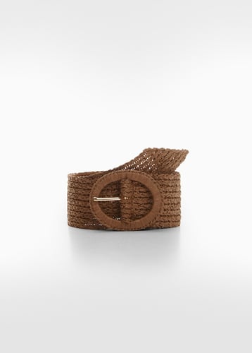 Raffia buckle belt