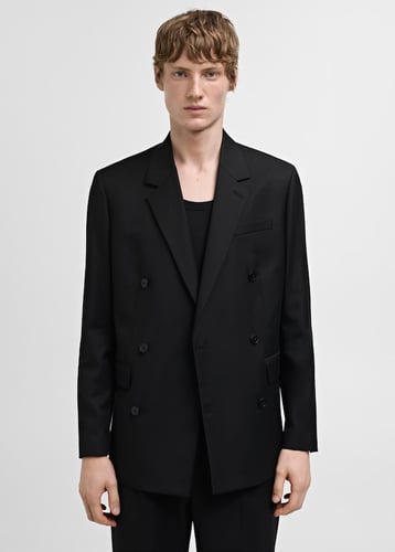 Double-breasted regular-fit suit jacket