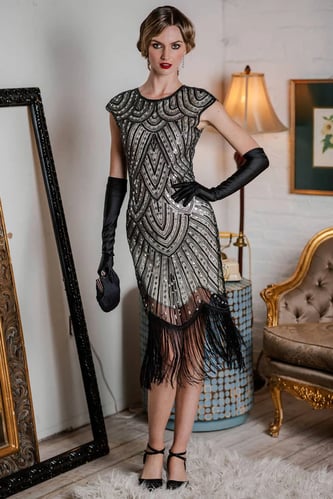 1920S FRINGED FLAPPER GATSBY DRESS