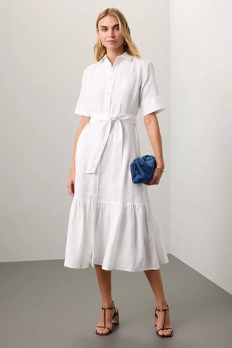 White Short Sleeve Day Dress