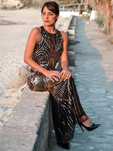 1920S SEQUIN BACKLESS FORMAL DRESS