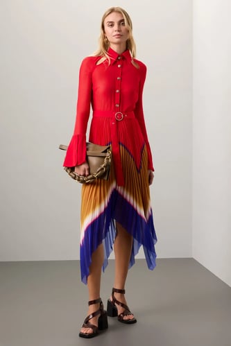 Gradient Pleated Chiffon Dress