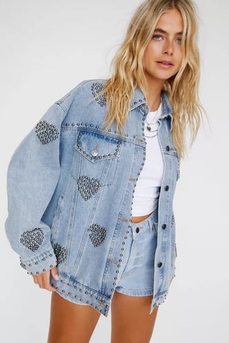 Heart Studded Denim Jacket
