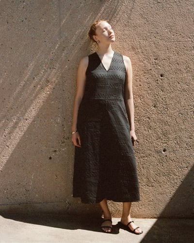 The Linen Eyelet Maxi Dress