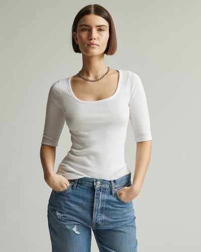 The Supima® Micro-Rib Scoop-Neck Tee