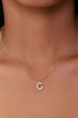 Collana con ciondolo a forma di lettera in strass
