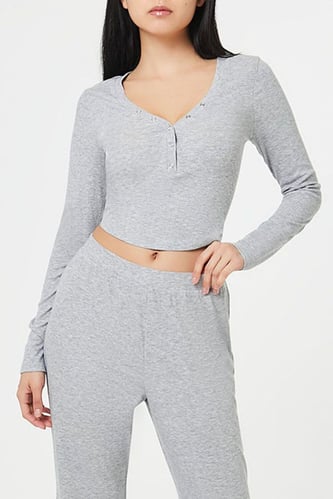 Pigiama a coste Henley Crop Top