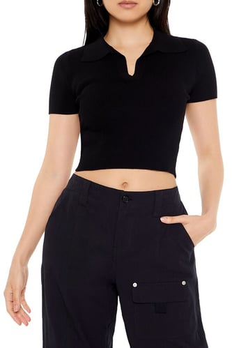 Crop top in maglia a coste