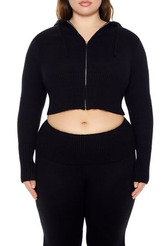 Maglione con cappuccio con zip Plus Size