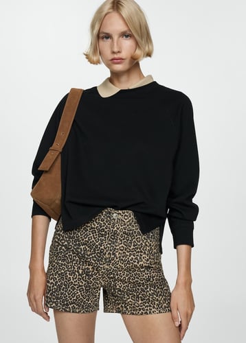 Leopard-print straight shorts