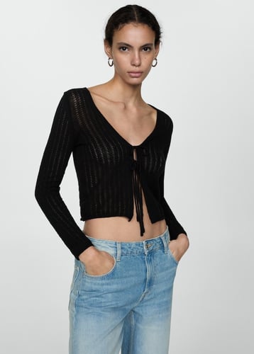 Knitted cardigan with bows