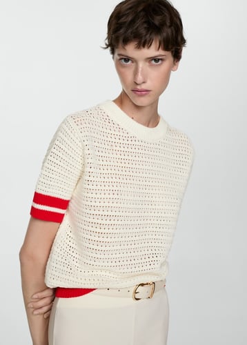 Striped open-work sweater