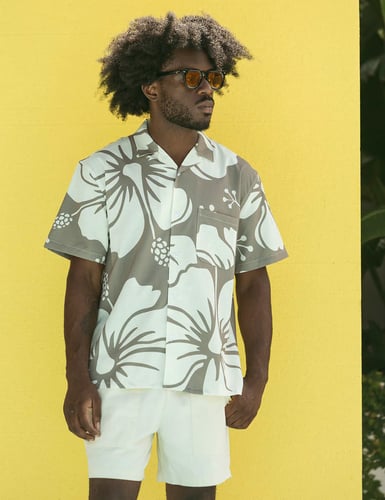 HIBISCUS LEISURE STRETCH BUTTONUP
