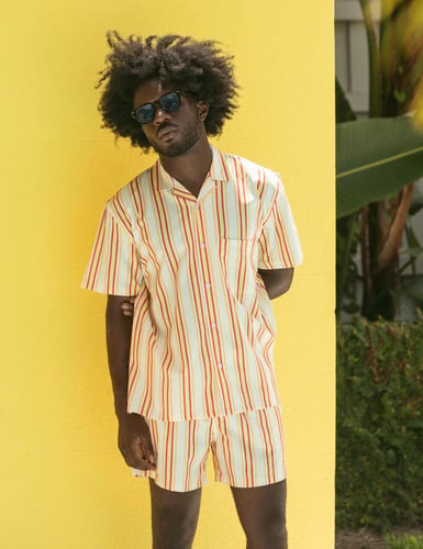 STRIPE LEISURE STRETCH BUTTONUP