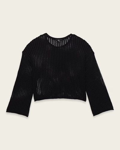 Mila Open Knit Crop Crew Sweater