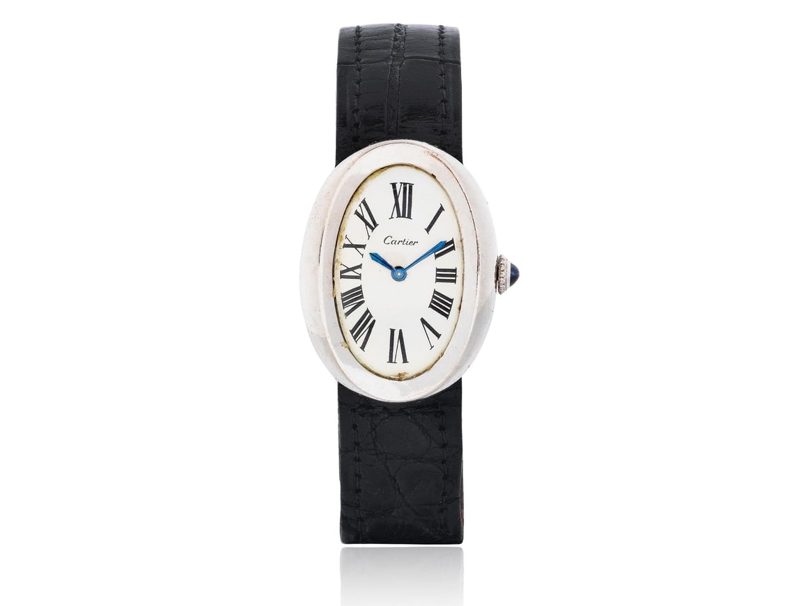 Lot 173, a plain lady’s Cartier “Baignoire” gold wristwatch sold for 66,000 Euros
