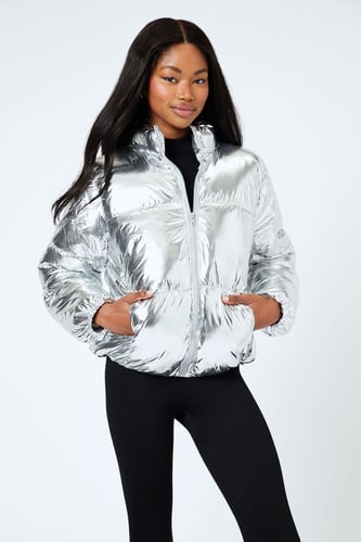 Quilted Metallic Puffer Jacket