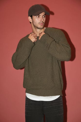 Textured Drop-Sleeve Sweater