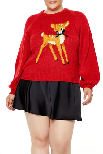 Plus Size Bow Deer Sweater