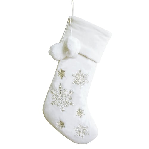 Holiday Living 19-in Off-white Snowflake Christmas Stocking