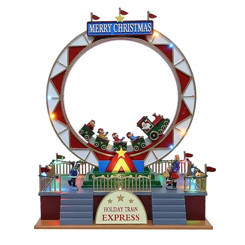 Carole Towne Carole Towne Holiday Train Express Lighted Musical Village Scene