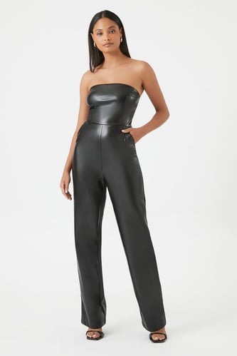 Faux Leather Tube Jumpsuit