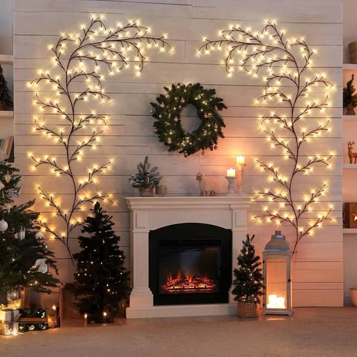 1pc 1.8m/5.9ft 96 LEDs Flexible Willow Twig Lights, 8 Lighting Modes Twig Tree Decor