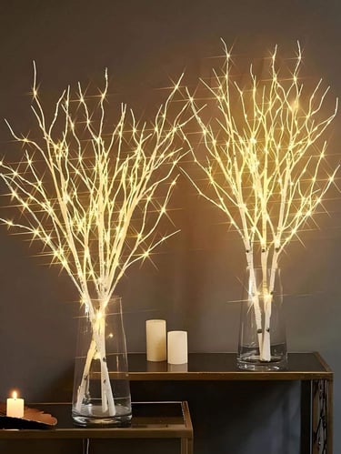 1pc 50-LED Lighted Faux Birch Twig Decoration Light